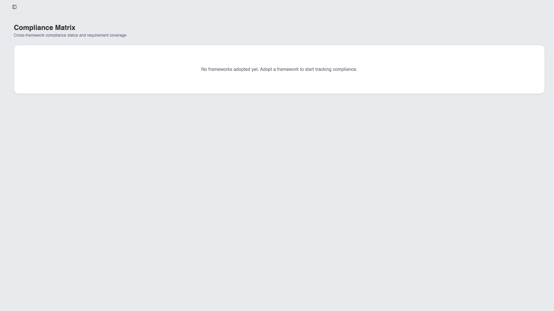 Compliance matrix showing real-time status